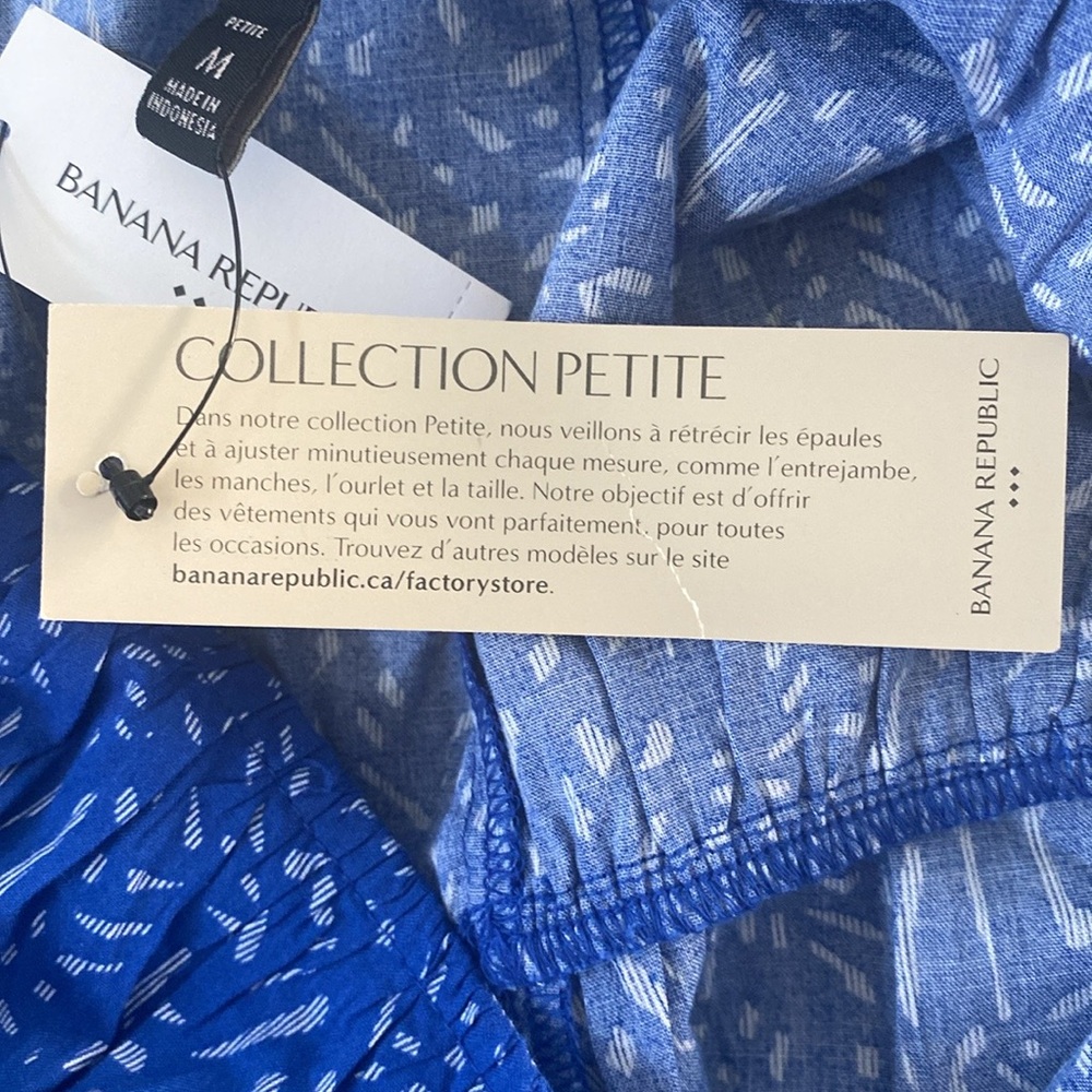 Banana Republic Petite Ruffle Fit n Flare Blue Dress MP NEW - Picture 5 of 9